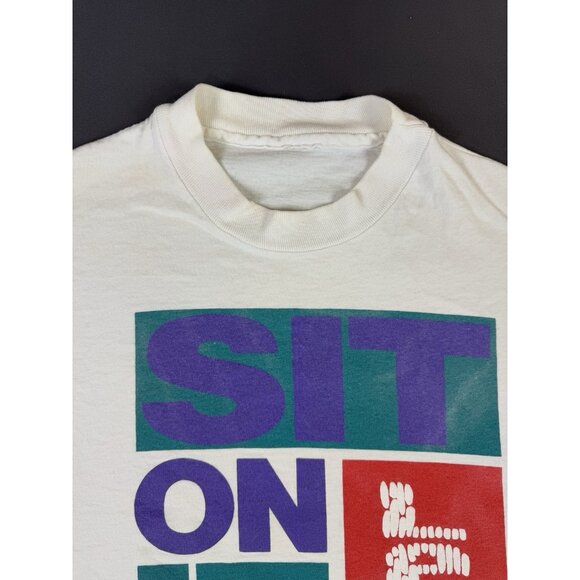 Vintage 1990 Levis Levi Strauss Denim Promo Sit On It White Shirt Rare XL Fit T - Picture 5 of 16
